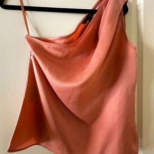 WHBM one-sleeve light salmon top